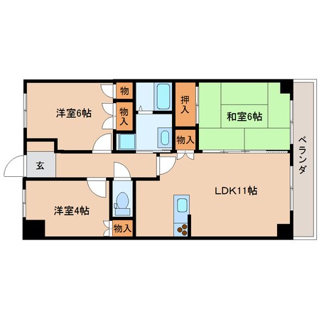 前栽駅 徒歩10分 9階の物件間取画像